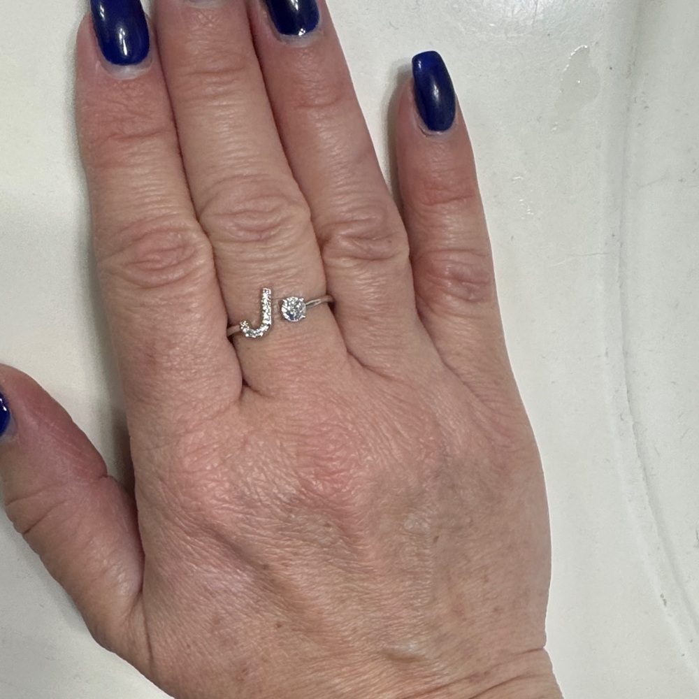 Elegant Silver Initial 'J' Ring